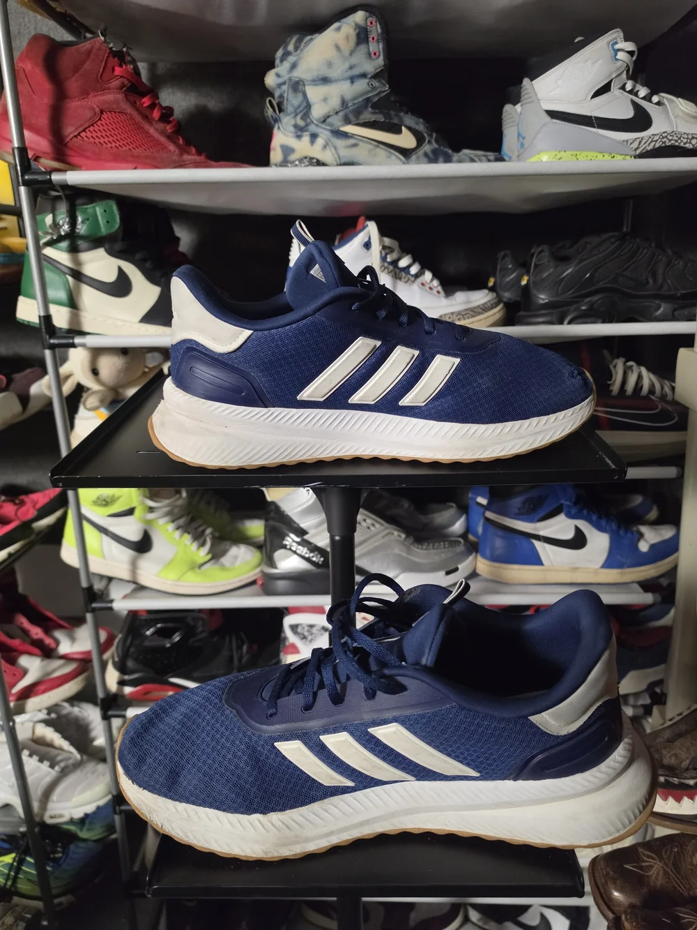 🔥 adidas Cloudfoam Men Size 14 Navy and White Athletic Running Shoes